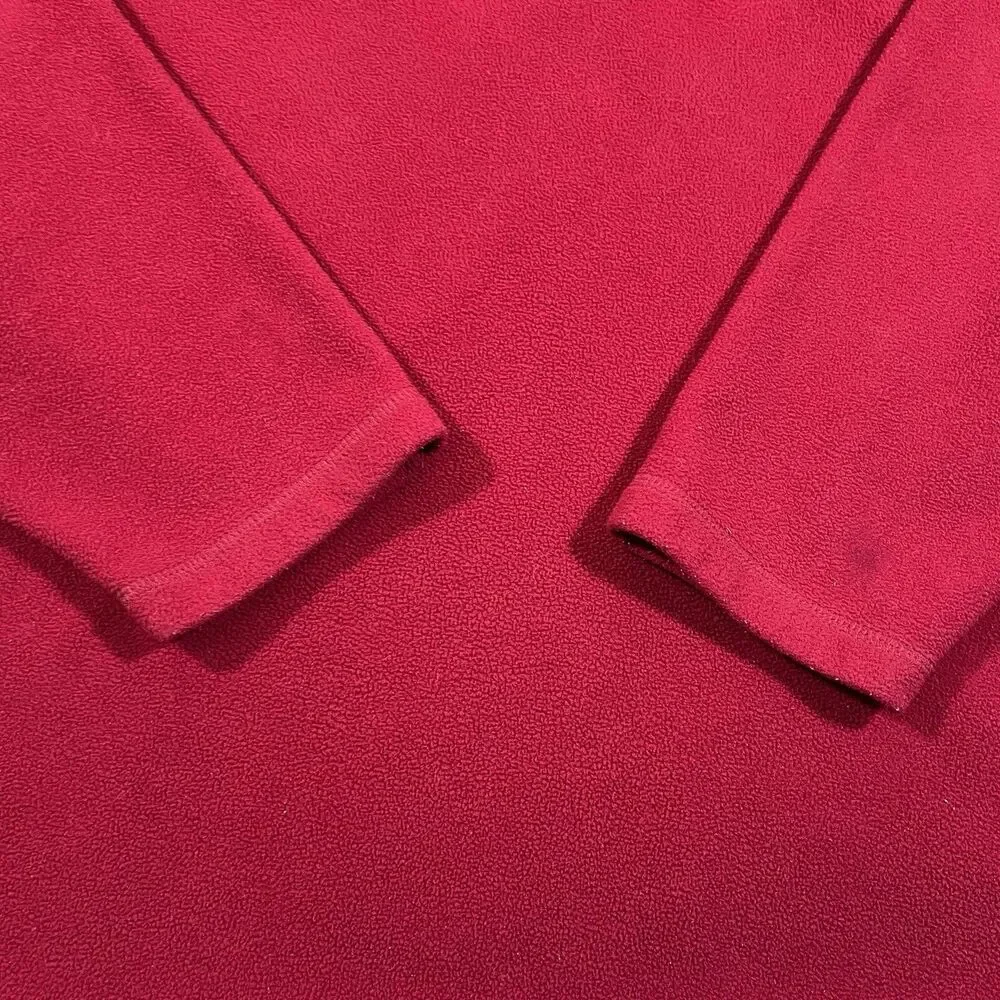 Vintage 90s LL Bean Red Fleece V-Neck Pullover Sweater Men's XL Hong Kong - Picture 4 of 9